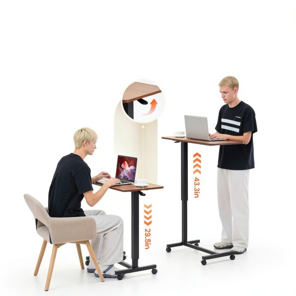 Careboda Overbed Table Adjustable Height Rolling Desk-2