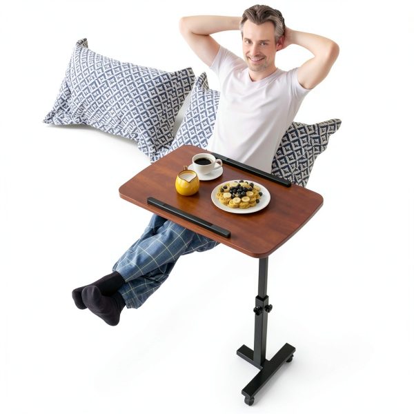 Furist Overbed Table Adjustable Height Locking Wheels Modern-1