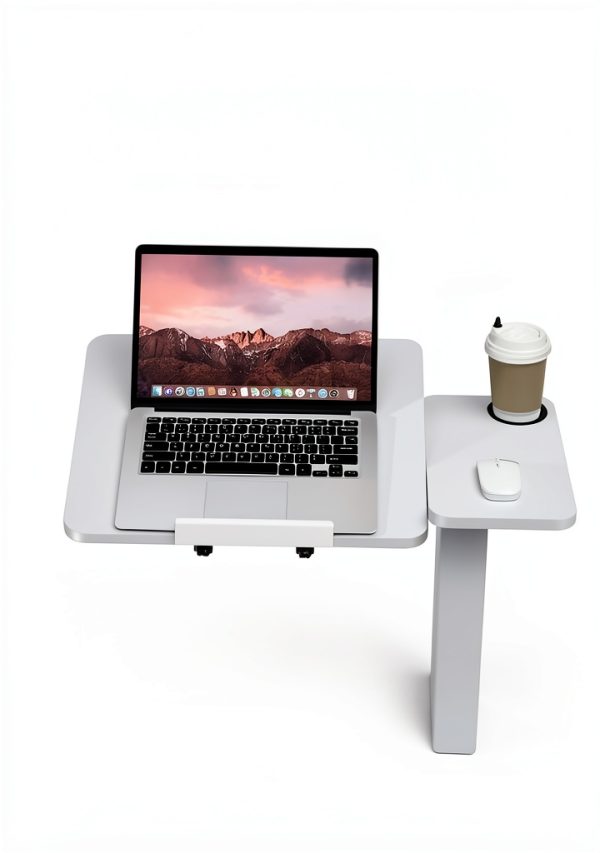 VEVOR Overbed Table Adjustable Height Tilt Desktop White-4