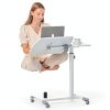 COMHOMA Overbed Table Adjustable Height Rolling Bedside Desk-3