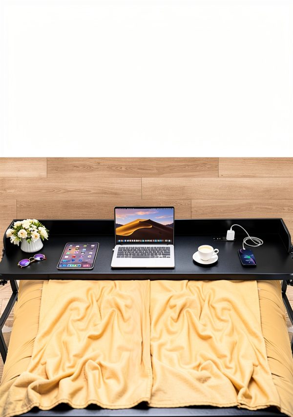 VEVOR Overbed Table Adjustable Height Movable Wheels-4