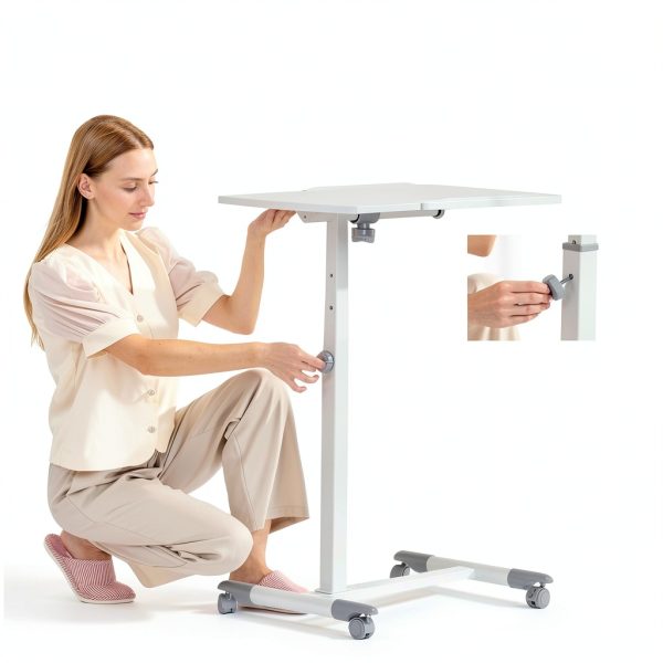 COMHOMA Overbed Table Adjustable Height Rolling Bedside Desk-6