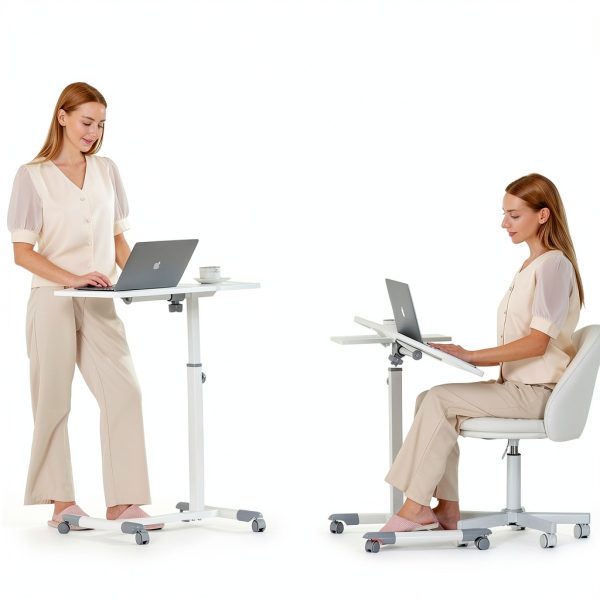 COMHOMA Overbed Table Adjustable Height Rolling Bedside Desk-2
