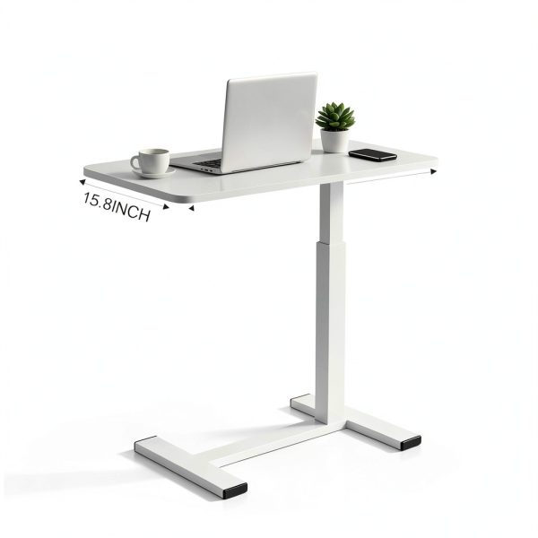 Luckybell Overbed Table White C-Shape Hydraulic Height-1