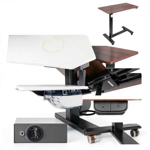 Vaunn Electric Overbed Table Power Lift Engineered Wood-3