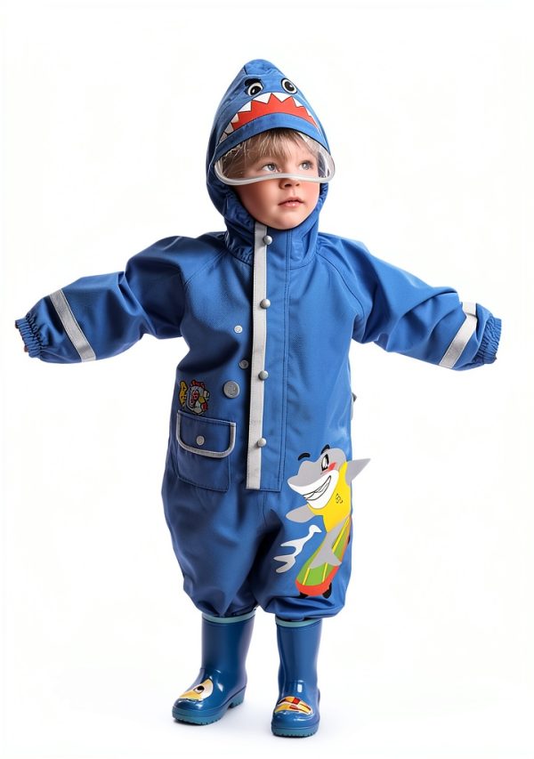 SSAWcasa Waterproof Rain Coverall Reflective Kids Raincoat-3
