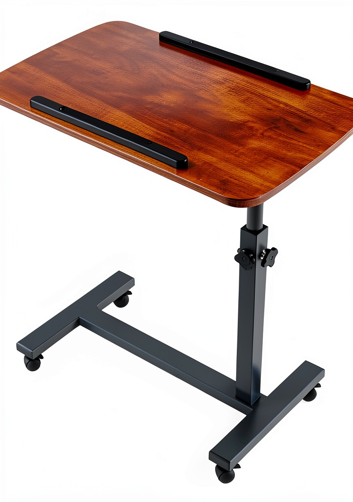 Furist Overbed Table in a bedroom setting with adjustable height