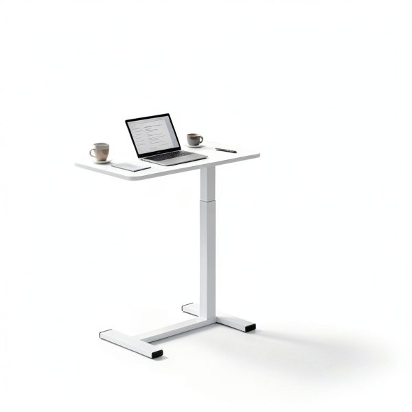 Luckybell Overbed Table White C-Shape Hydraulic Height-2