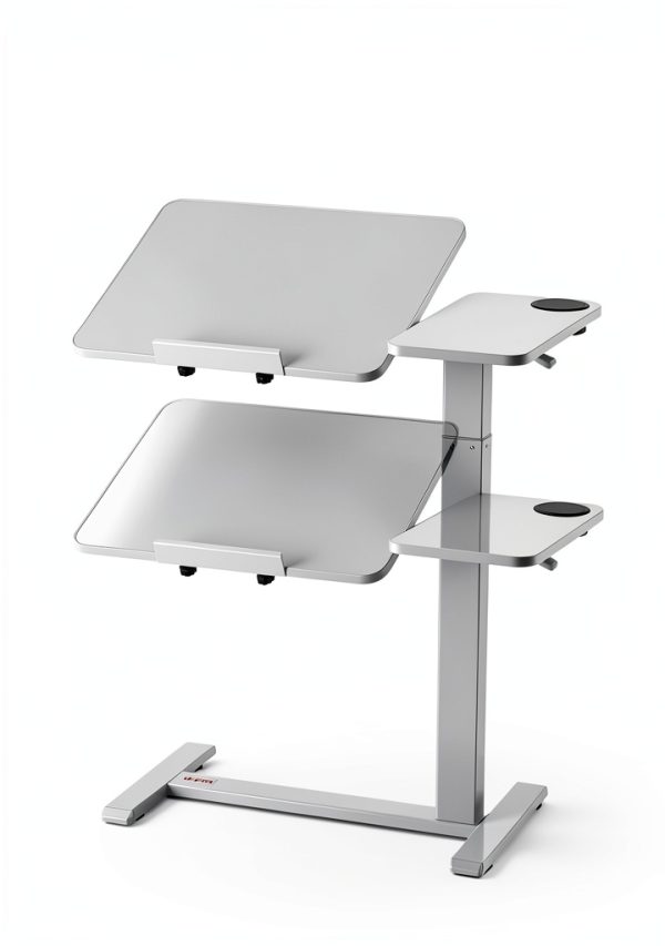 VEVOR Overbed Table Adjustable Height Tilt Desktop White-2
