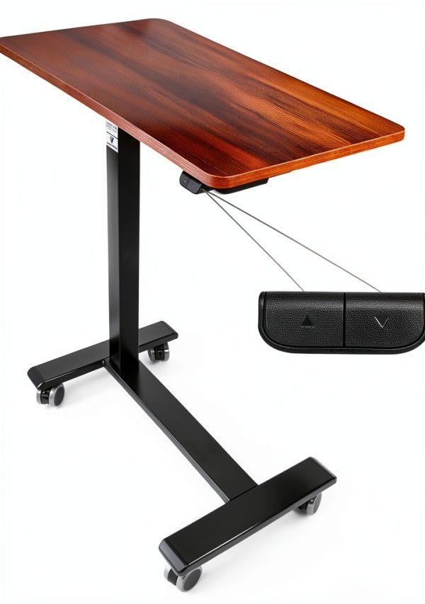 Vaunn Electric Overbed Table Power Lift Engineered Wood-0