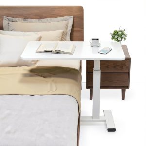 Luckybell Overbed Table White C-Shape Hydraulic Height-0