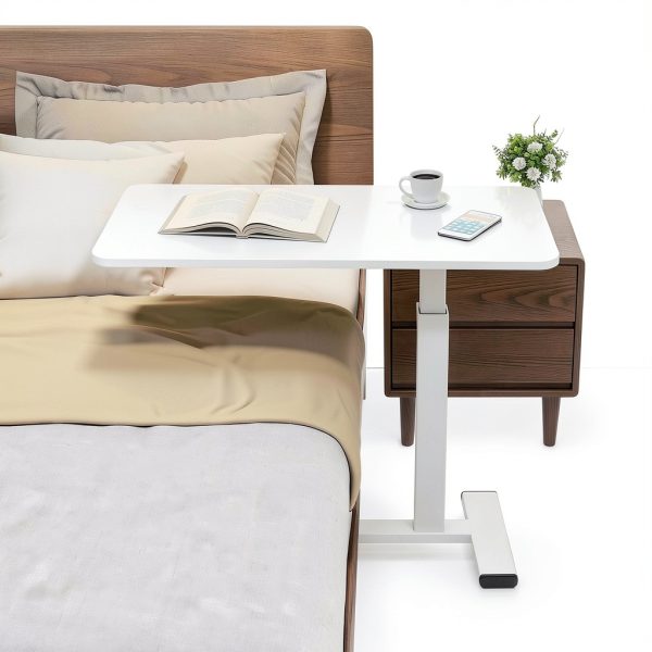 Luckybell Overbed Table White C-Shape Hydraulic Height-0