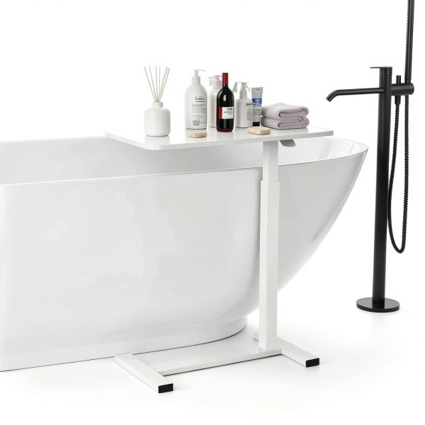 Luckybell Overbed Table White C-Shape Hydraulic Height-5