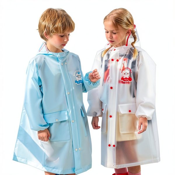 Kids Waterproof Raincoat BrandX Modern Design Blue-3