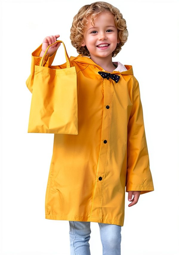 Yellow Unisex Kids Raincoats Waterproof Protection-0