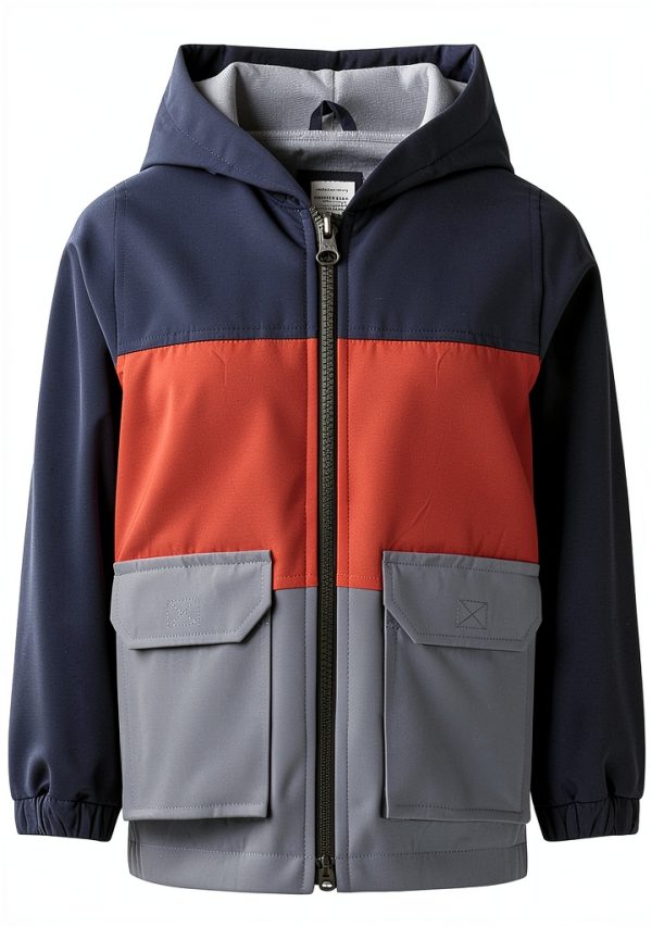 Simple Joys Baby Raincoat Navy Red Colorblock-0