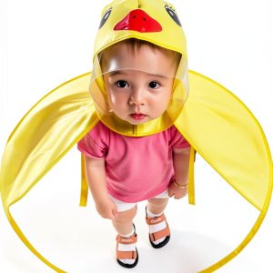 Kids Duck Raincoat 10AGIRL EVA Yellow for Girls-0