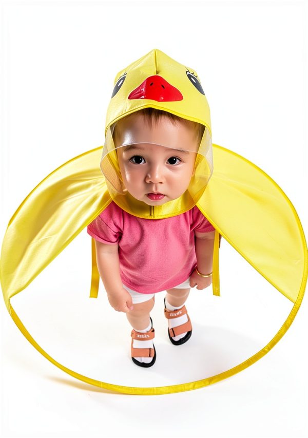 Kids Duck Raincoat 10AGIRL EVA Yellow for Girls-0