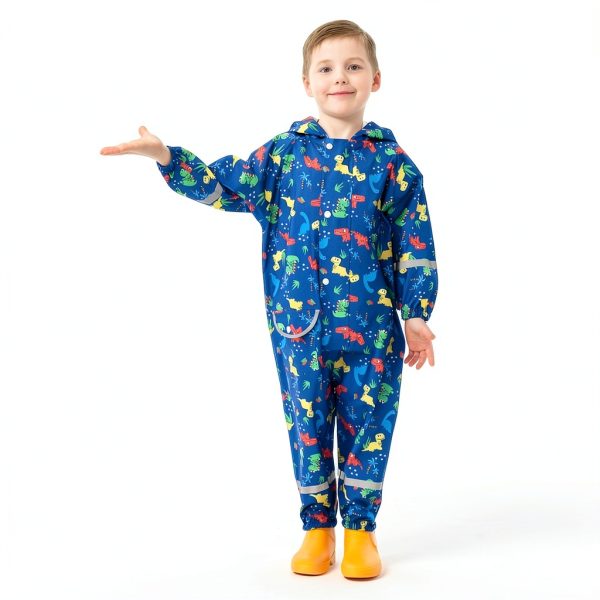 Kids Rain Suit Shenzhen Shifuhuafeng Navy Adjustable Waterproof Coat-6