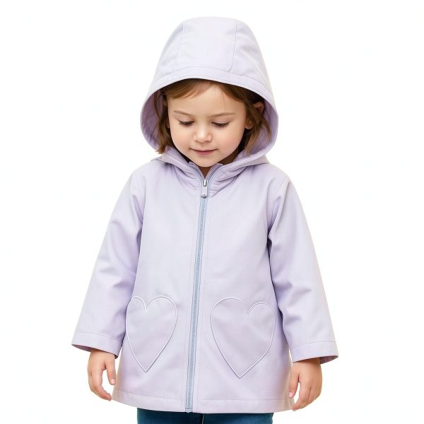 Carter's Girls Glitter Raincoat with Hood and Heart Pocket Purple 5-6-2