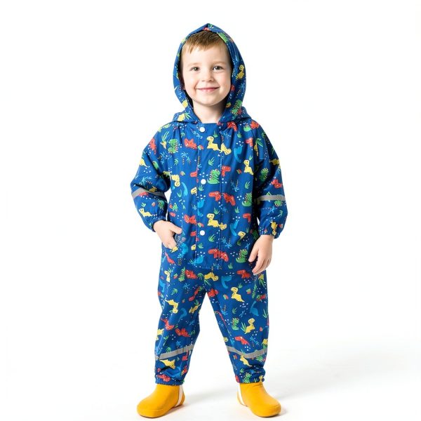 Kids Raincoat Shenzhen Waterproof Zipper Reflective Strips Waist-4