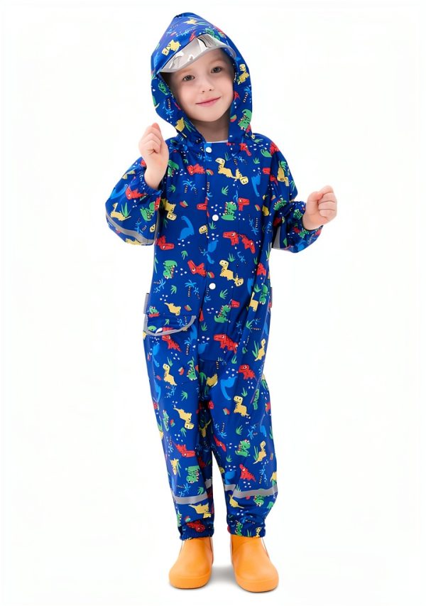 Kids Rain Suit Shenzhen Shifuhuafeng Navy Adjustable Waterproof Coat-0