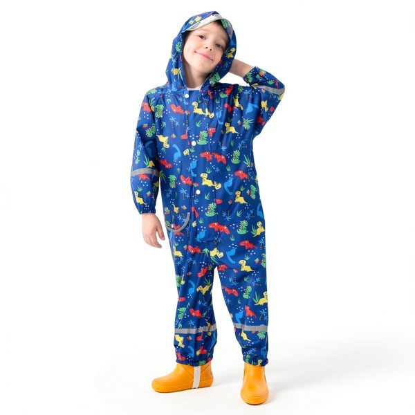 Kids Raincoat Shenzhen Waterproof Zipper Reflective Strips Waist-3